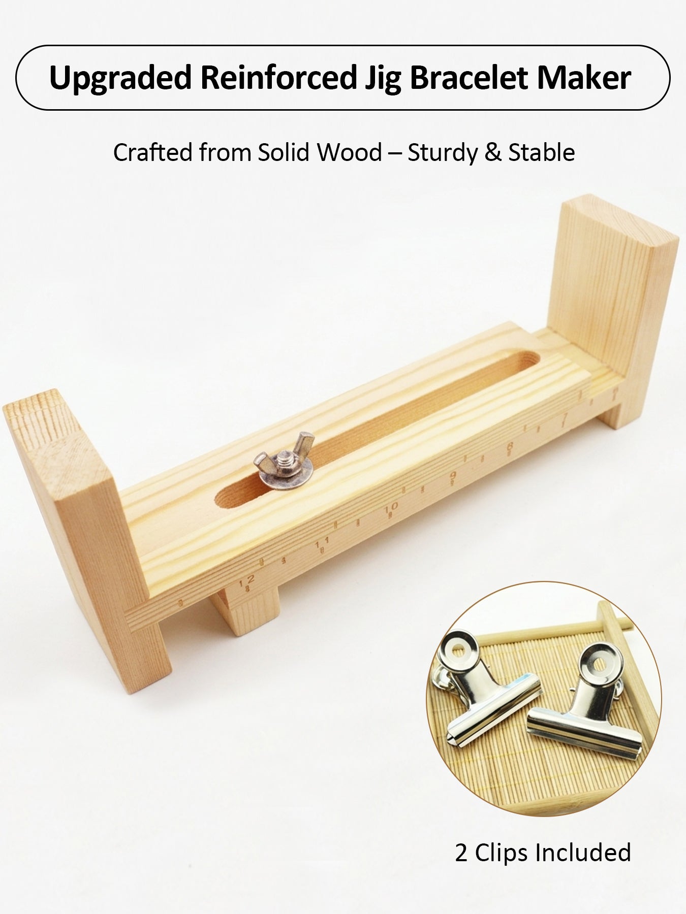 Jig Bracelet Maker – Wooden U-Shape Weaving Loom with 2 Clamps
