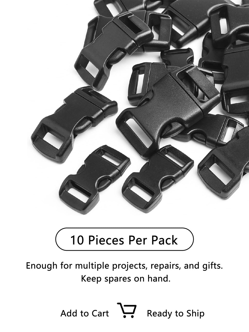 Paracord Bracelet Contoured Buckles 5/8" (15mm) 10pc