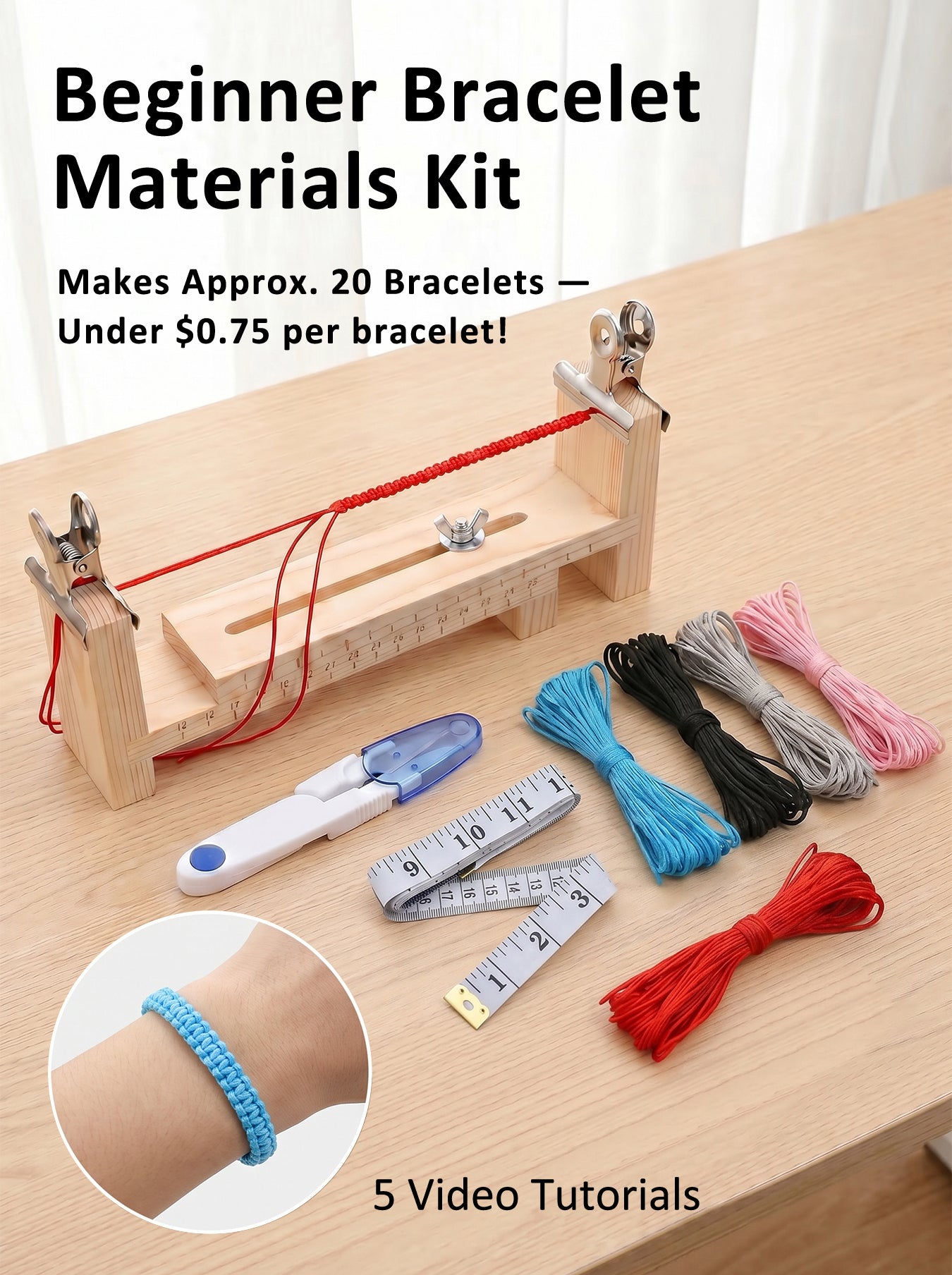 [Beginner-Friendly] DIY Macrame Bracelet Making Kit - Makes Approx. 20 Bracelets | 5 HD Video Tutorials | Perfect Handmade Gift for Couples & Besties