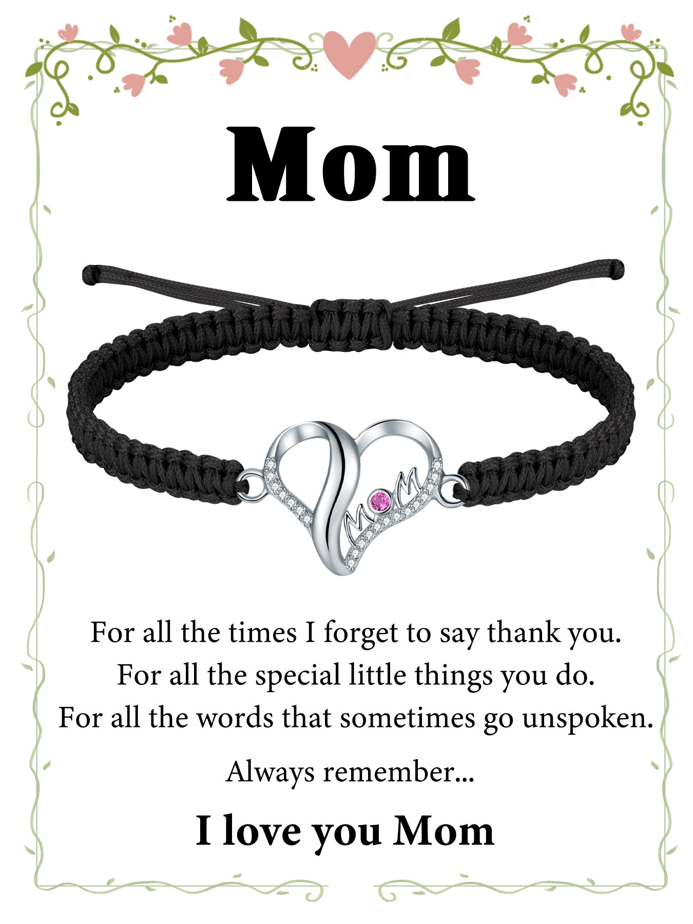 Mom Bracelet Handmade Braided Rope String Jewelry for Mum Mother Gift