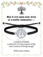 Tree of Life Bracelet Sterling Silver & Zirconia | Handmade Cord | Sentiment Card