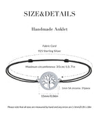 Tree of Life Anklet for Women Girls Sterling Silver Summer Beach Rope Anklets Love Friendship Gift Handmade 37cm Adjustable