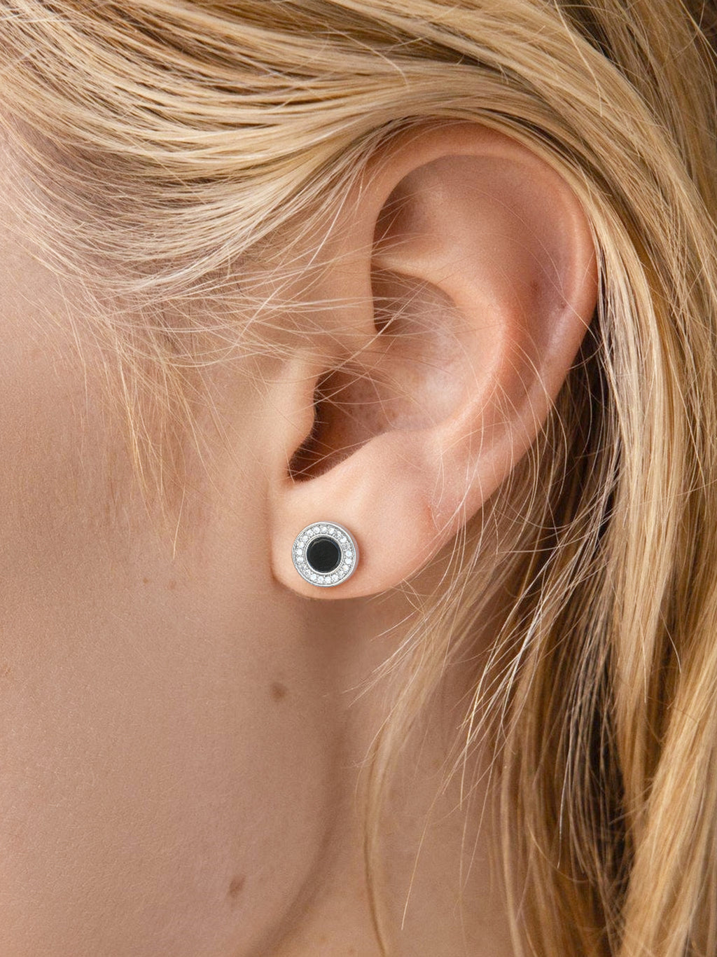 Black Onyx & Mother of Pearl Stud Earrings for Women 925 Sterling Silver Hypoallergenic Natural Gemstone (Gold/Silver)