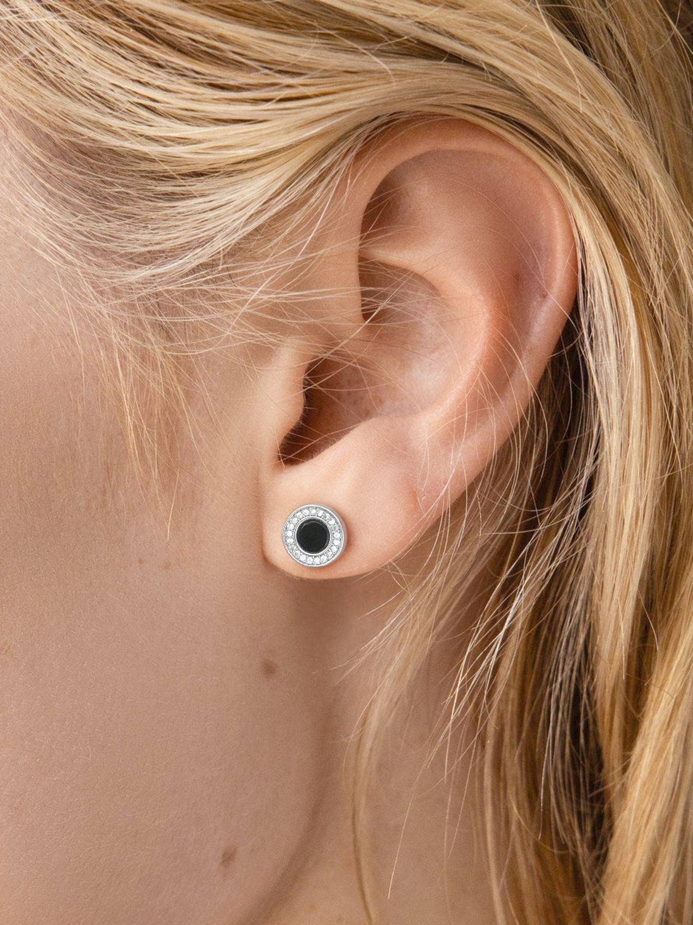 Black Onyx & Mother of Pearl Stud Earrings for Women 925 Sterling Silver Hypoallergenic Natural Gemstone (Gold/Silver)