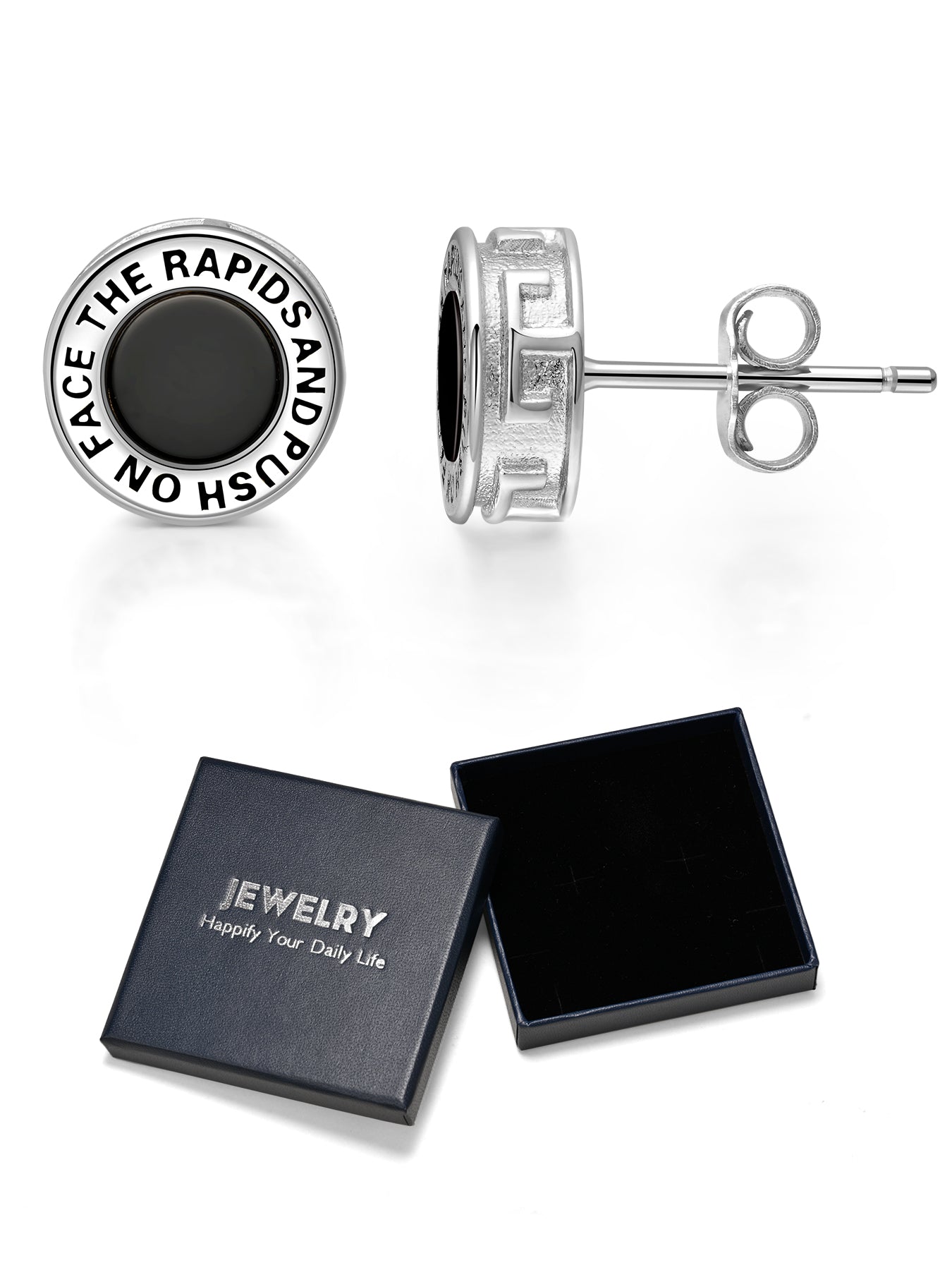 Natural Onyx Stud Earrings for Women 925 Sterling Silver