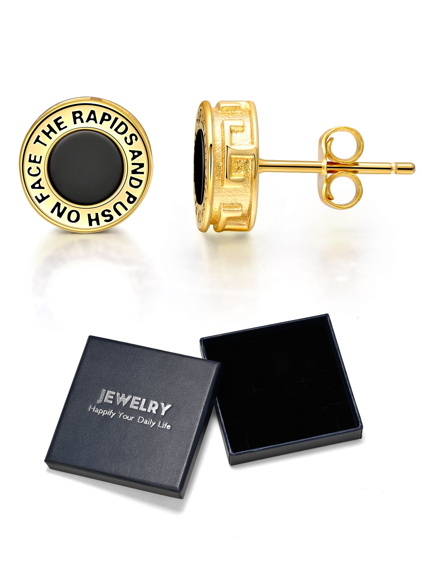 Natural Onyx Stud Earrings for Women 925 Sterling Silver