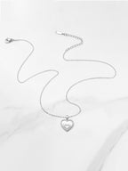 Natural Onyx & Mother of Pearl Heart Pendant Necklace for Women 925 Sterling Silver & Zircon, Valentine's Day Anniversary Birthday Gifts for Her with Box and Card