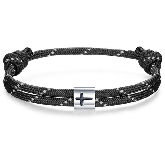 Cross Paracord Bracelet, Black