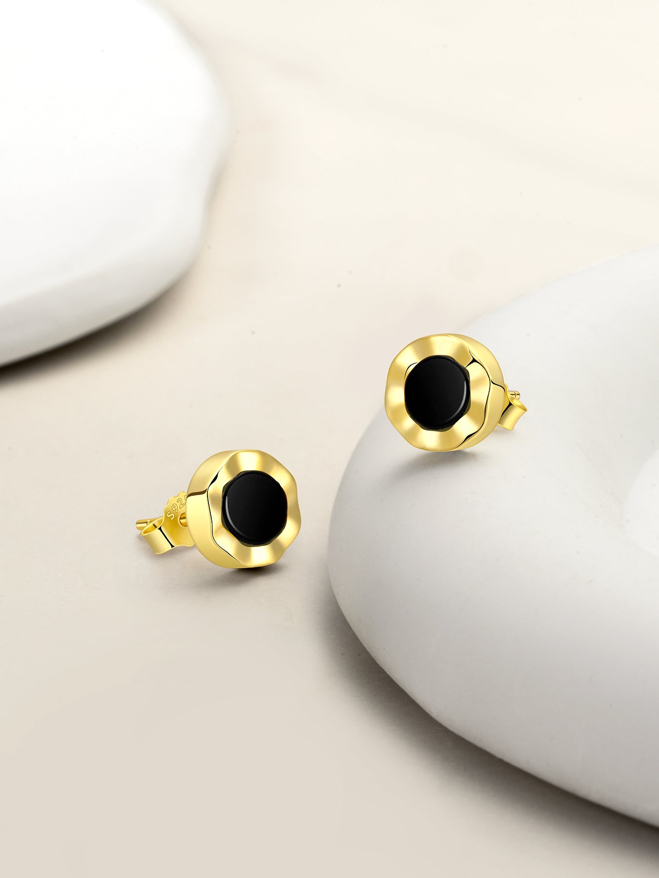 Natural Onyx Stud Earrings for Women 925 Sterling Silver