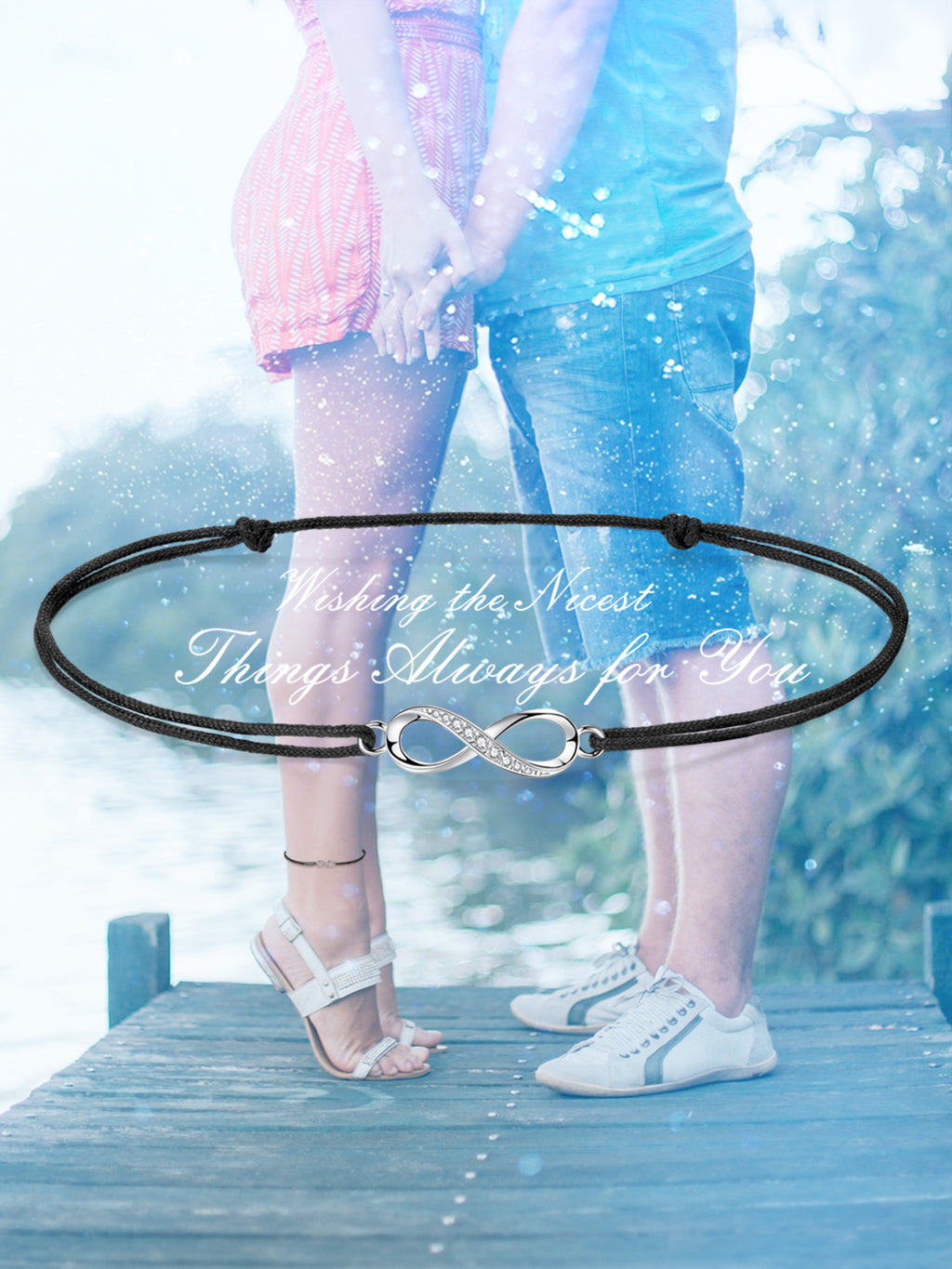 Infinity Anklet for Women Girls 925 Sterling Silver Rope Ankle Bracelets Handmade 34cm Adjustable Love Friendship Gift