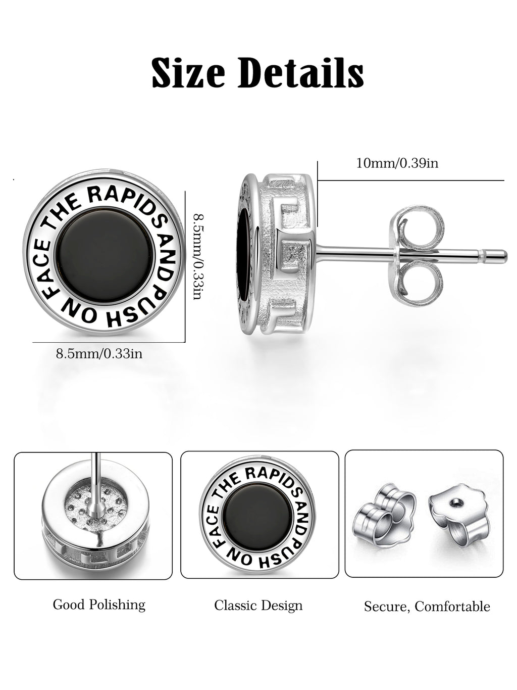 Natural Onyx & Mother of Pearl Stud Earrings for Women 925 Sterling Silver, Elegant Birthday Inspirational Gift with Gemstone Meaning Card & Box, Hypoallergenic