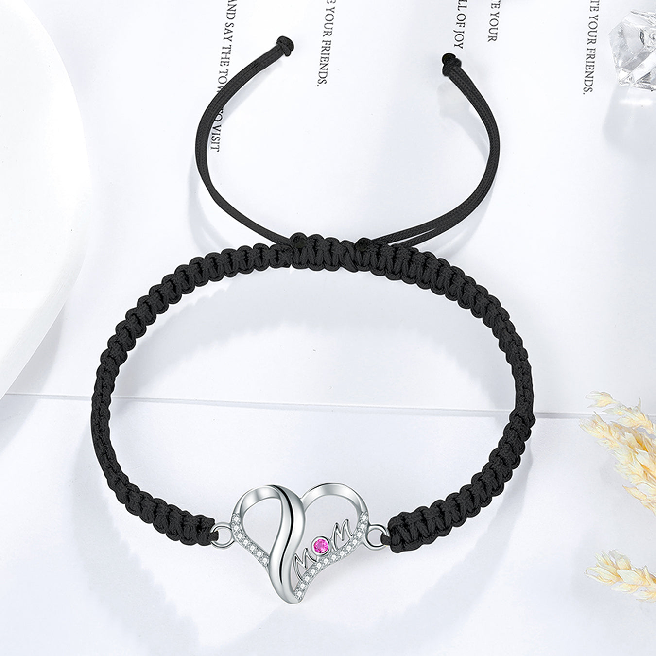 Mom Bracelet Handmade Braided Rope String Jewelry for Mum Mother Gift