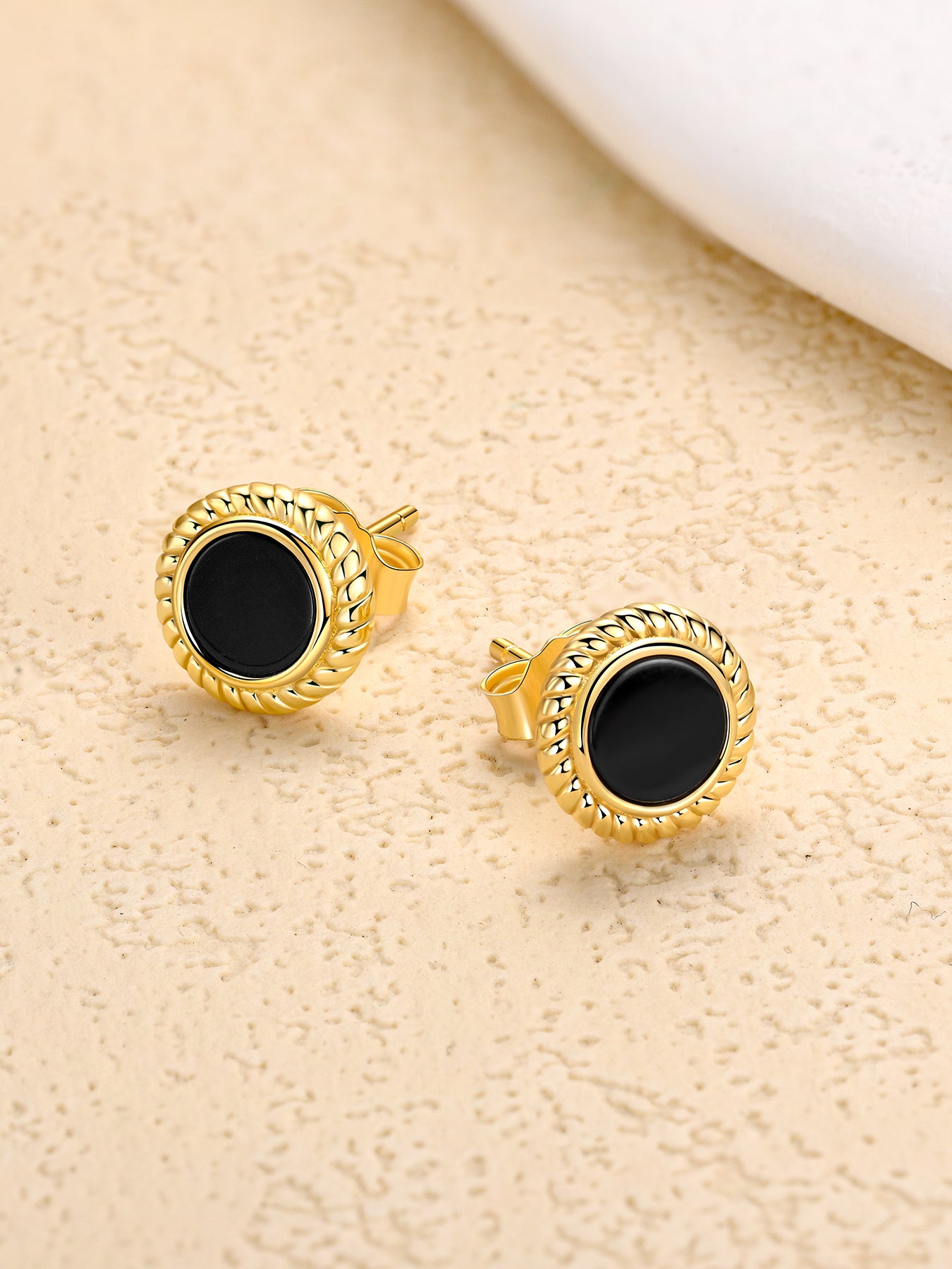 Natural Onyx Stud Earrings for Women 925 Sterling Silver