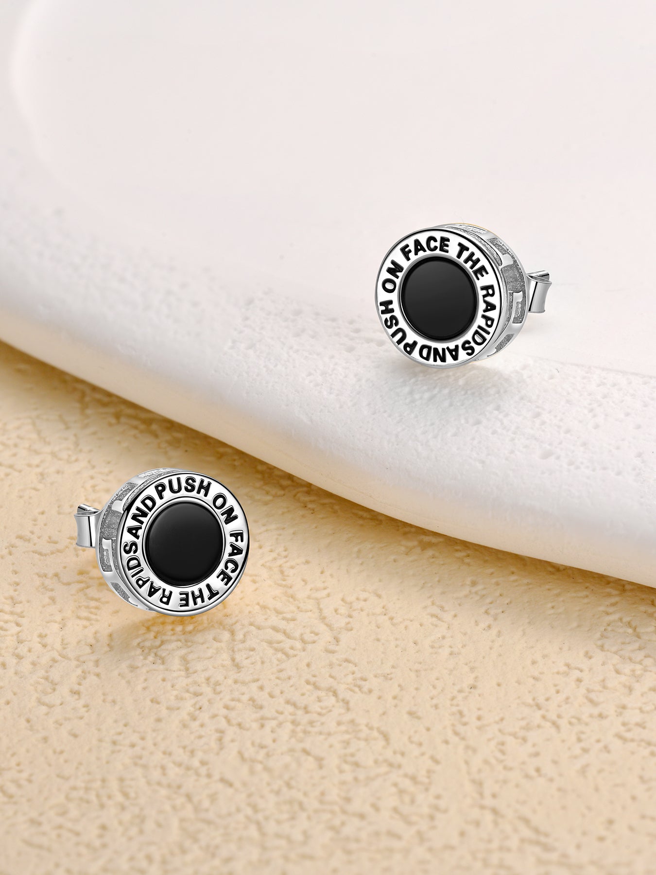 Natural Onyx & Mother of Pearl Stud Earrings for Women 925 Sterling Silver, Elegant Birthday Inspirational Gift with Gemstone Meaning Card & Box, Hypoallergenic