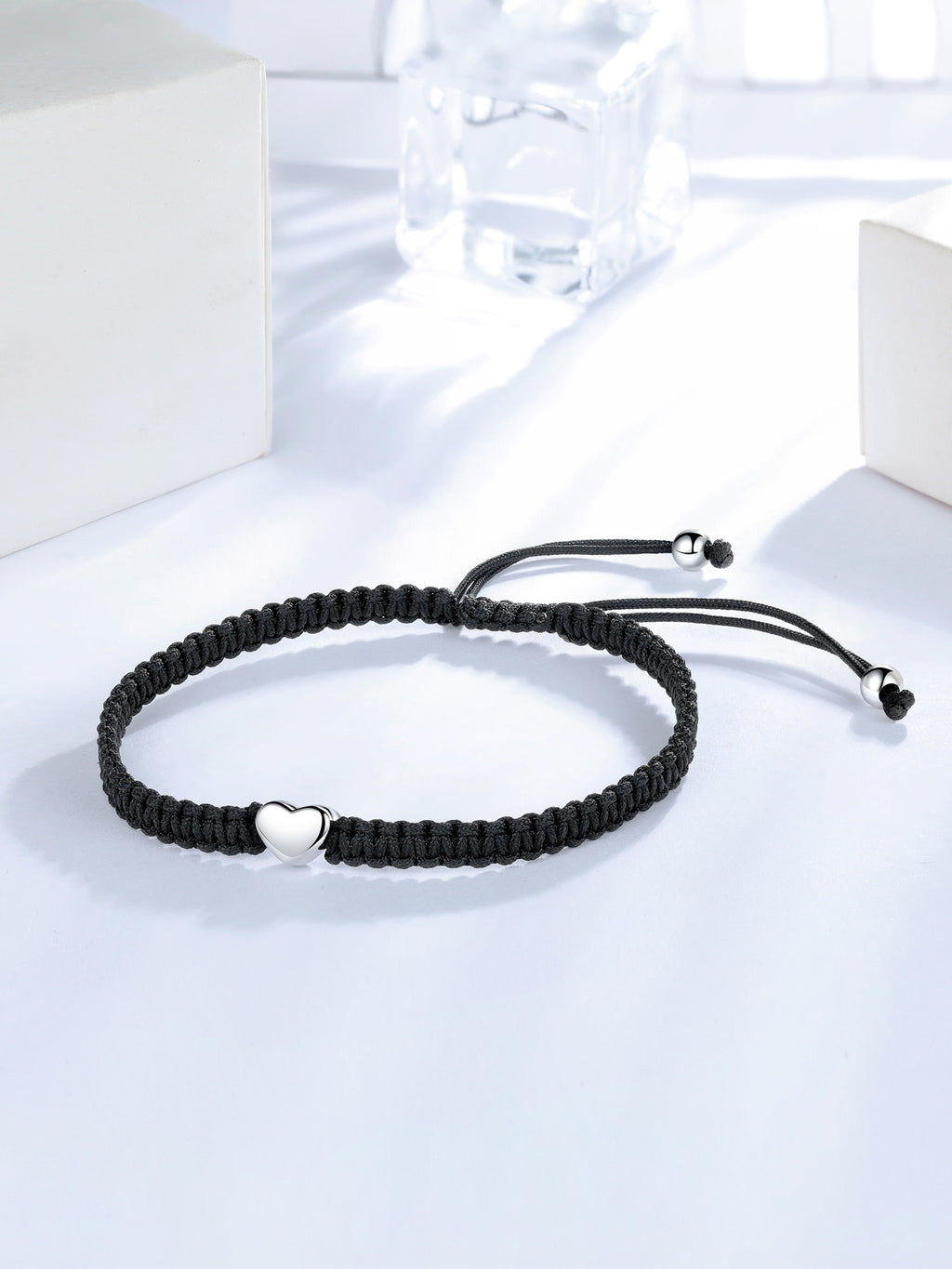 Handmade 925 Sterling Silver Heart Rope Bracelet