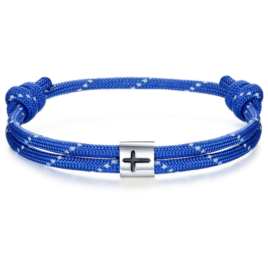 Cross Paracord Bracelet, Blue