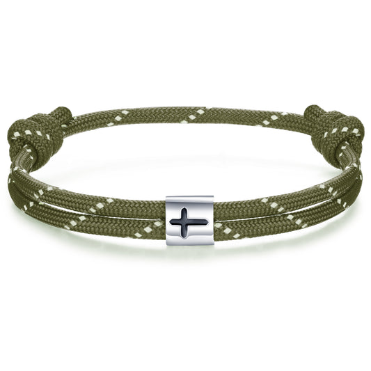 Cross Paracord Bracelet, Green