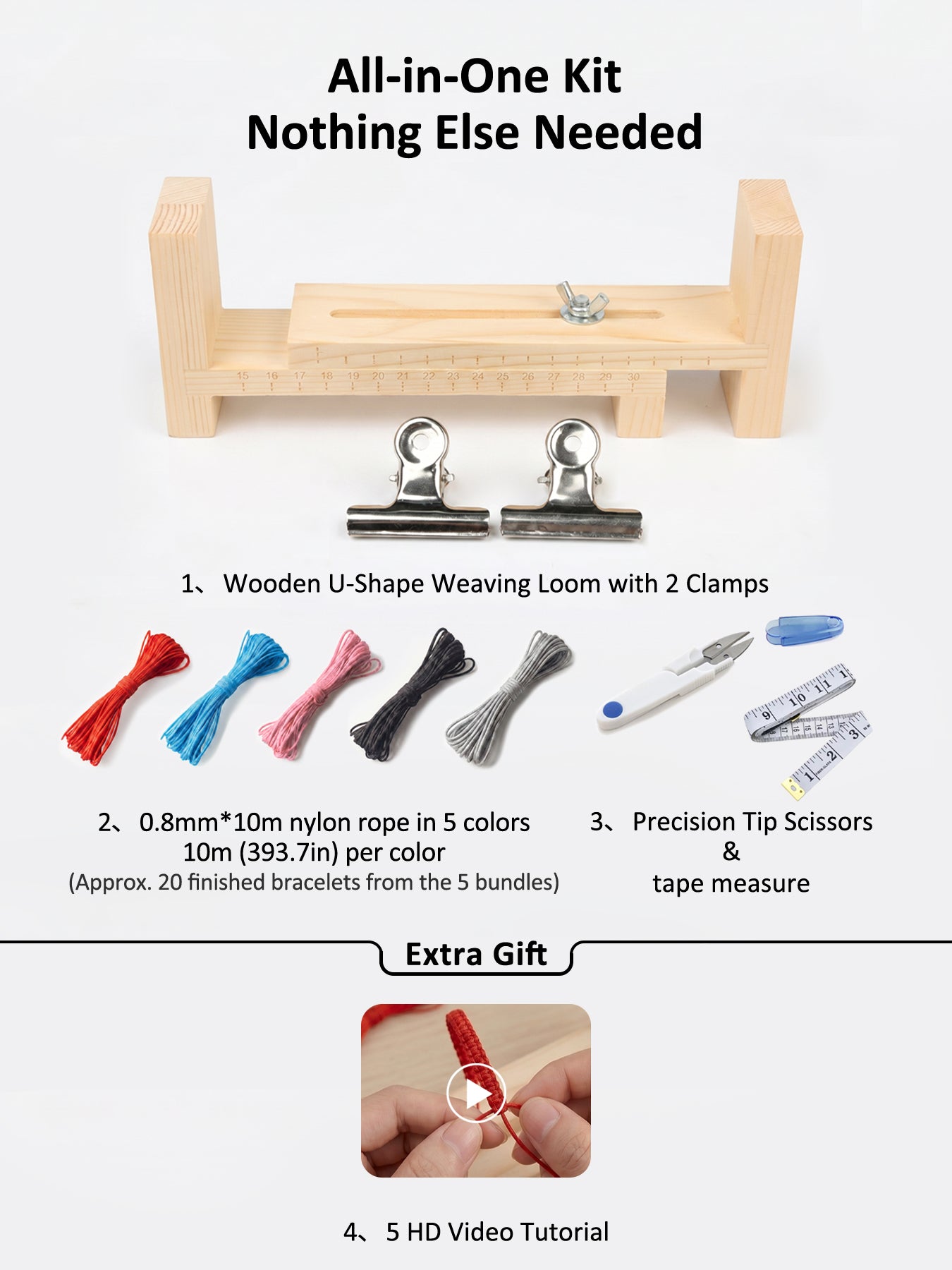 [Beginner-Friendly] DIY Macrame Bracelet Making Kit | 5 HD Video Tutorials | Perfect Handmade Gift for Couples & Besties
