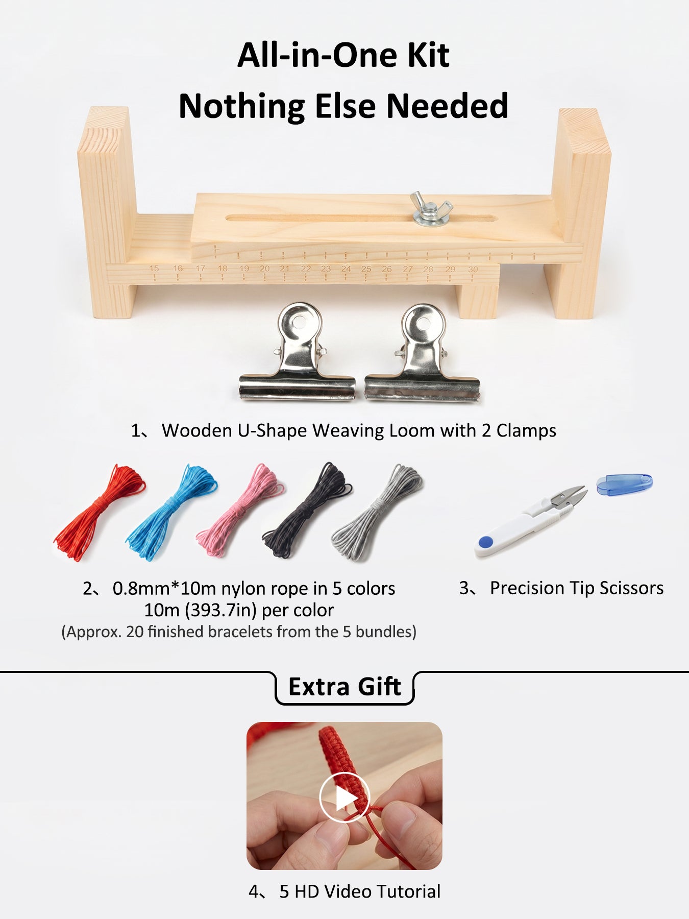 [Beginner-Friendly] DIY Macrame Bracelet Making Kit | 5 HD Video Tutorials | Perfect Handmade Gift for Couples & Besties