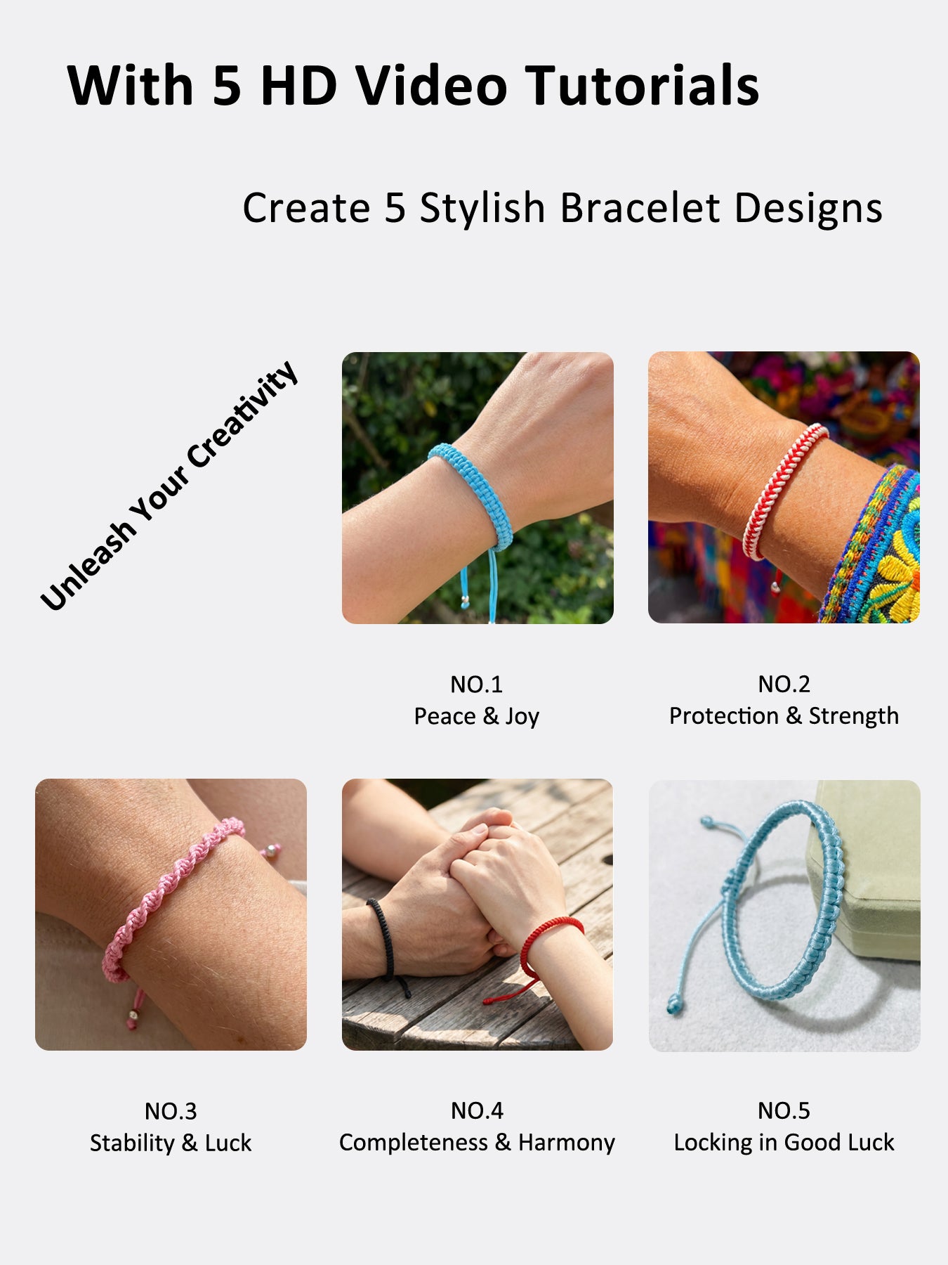 [Beginner-Friendly] DIY Macrame Bracelet Making Kit | 5 HD Video Tutorials | Perfect Handmade Gift for Couples & Besties