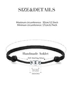 Heart Anklets for Women Girls Sterling Silver, Personalised Handmade Anklets Bracelet 32cm Adjustable Love Friendship Gift