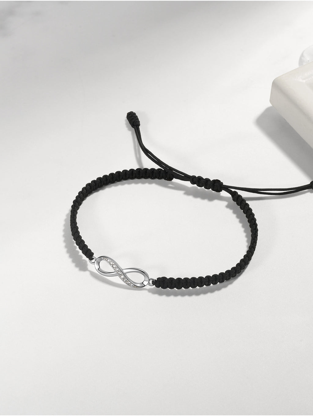 Infinity Bracelet Sterling Silver & Zirconia | Handmade Cord | Sentiment Card