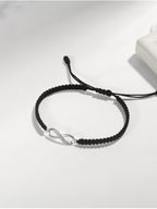 Infinity Bracelet Sterling Silver & Zirconia | Handmade Cord | Sentiment Card
