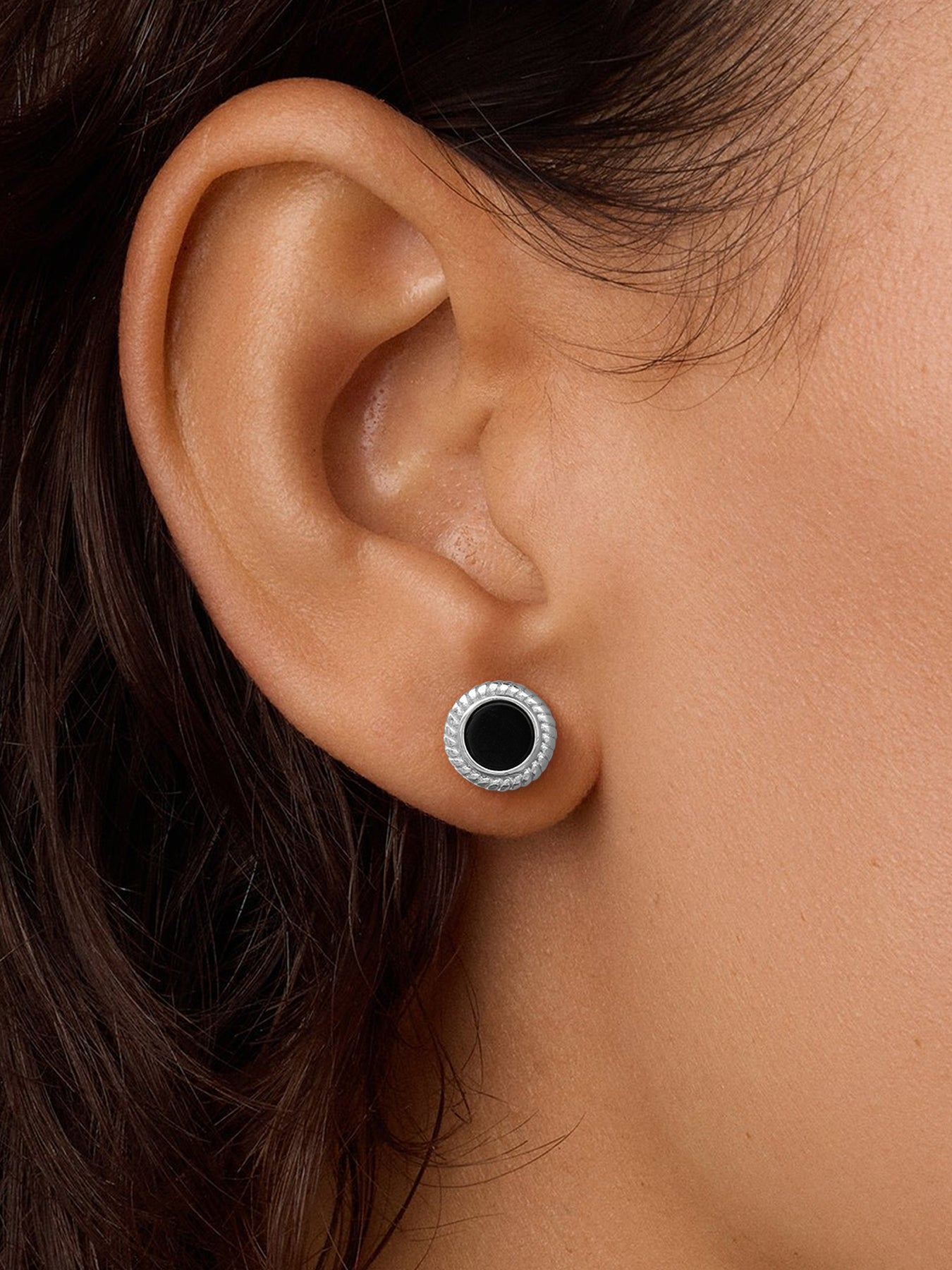 Natural Onyx Stud Earrings for Women 925 Sterling Silver