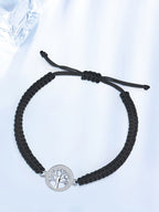 Tree of Life Bracelet Sterling Silver & Zirconia | Handmade Cord | Sentiment Card