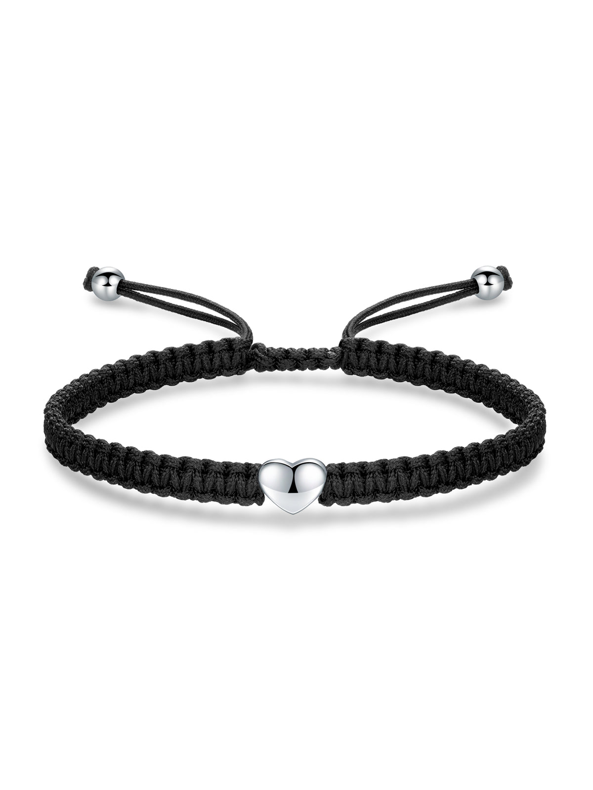 Handmade 925 Sterling Silver Heart Rope Bracelet
