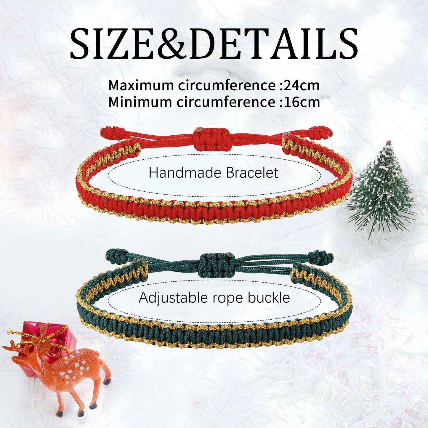 Christmas Bracelet,  Gold-Red and Gold-Green