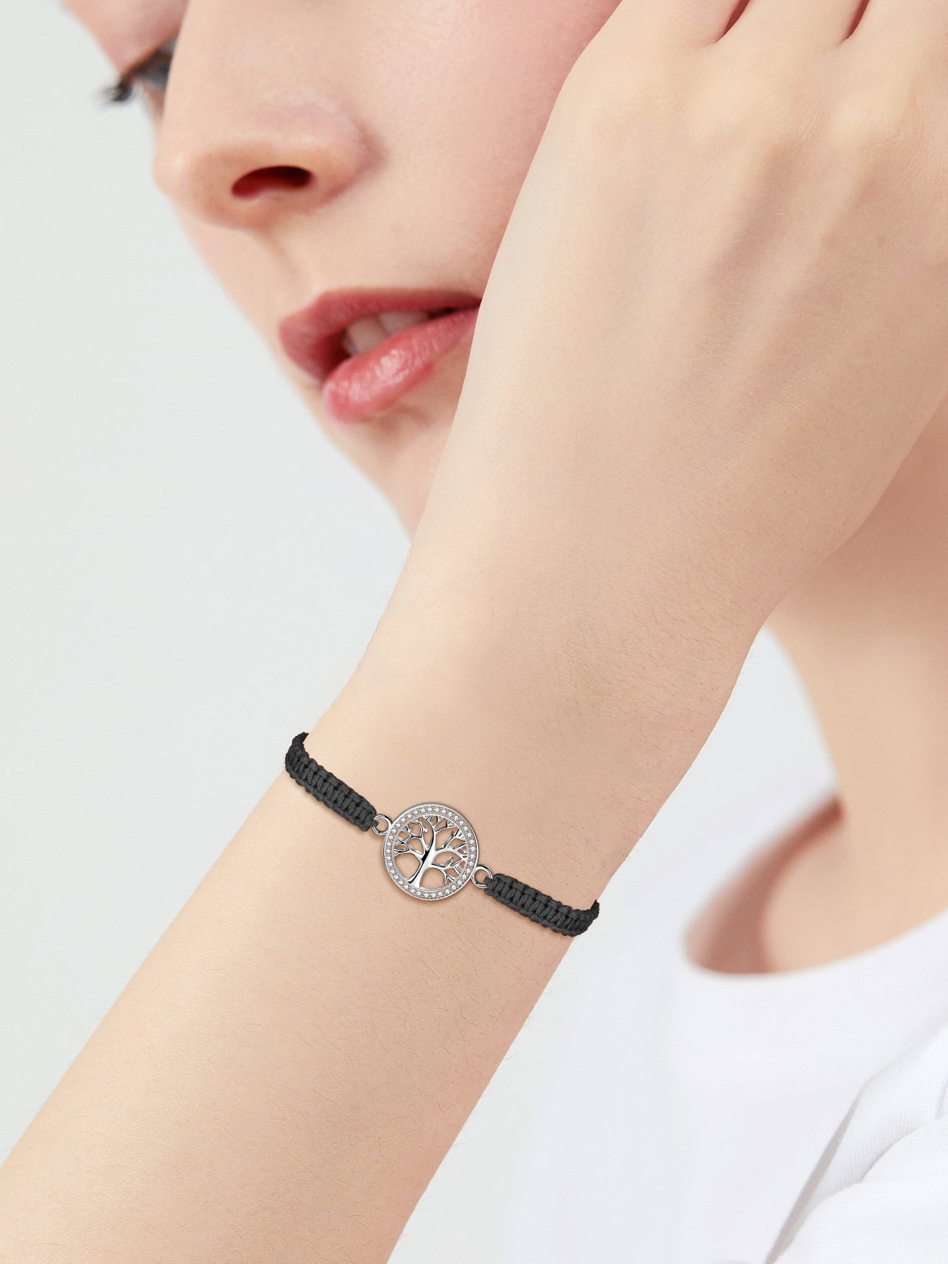 Tree of Life Bracelet Sterling Silver & Zirconia | Handmade Cord | Sentiment Card