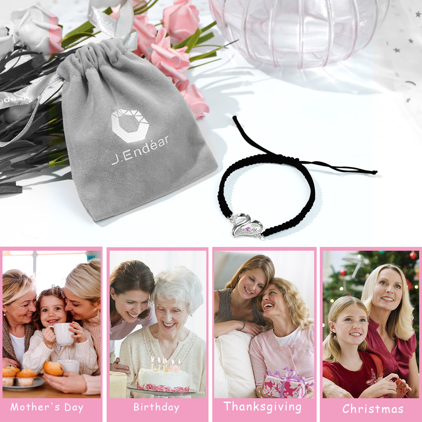 Mom Bracelet Handmade Braided Rope String Jewelry for Mum Mother Gift