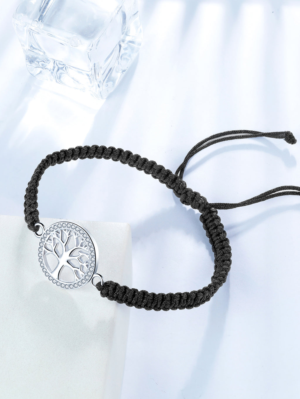 Tree of Life Bracelet Sterling Silver & Zirconia | Handmade Cord | Sentiment Card