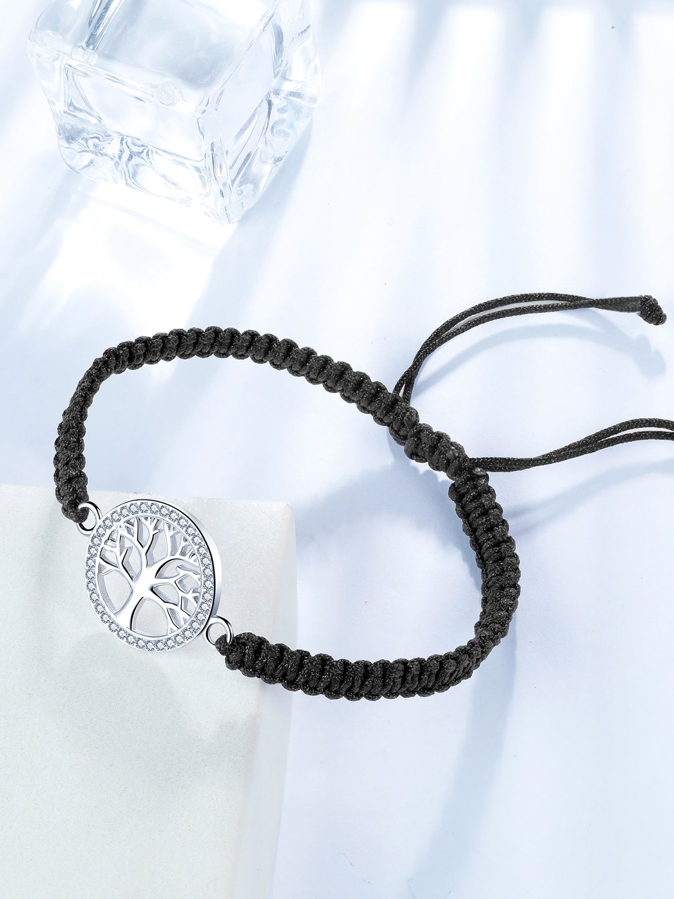 Tree of Life Bracelet Sterling Silver & Zirconia | Handmade Cord | Sentiment Card