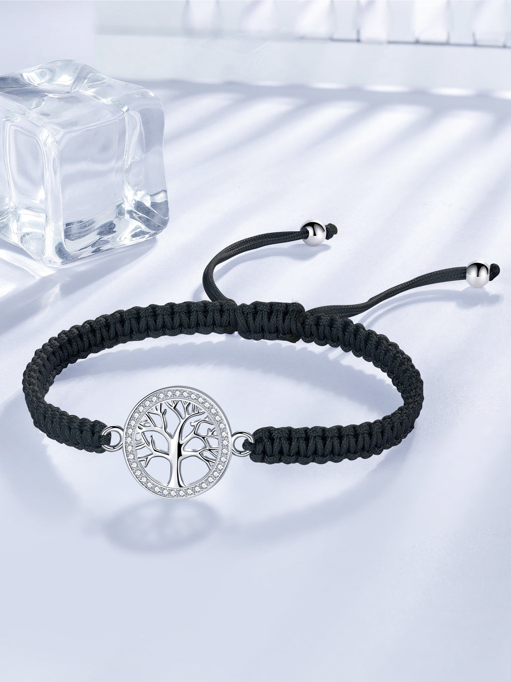 Tree of Life Bracelet Sterling Silver & Zirconia | Handmade Cord | Sentiment Card