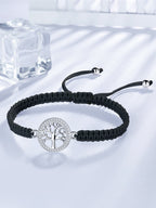 Tree of Life Bracelet Sterling Silver & Zirconia | Handmade Cord | Sentiment Card