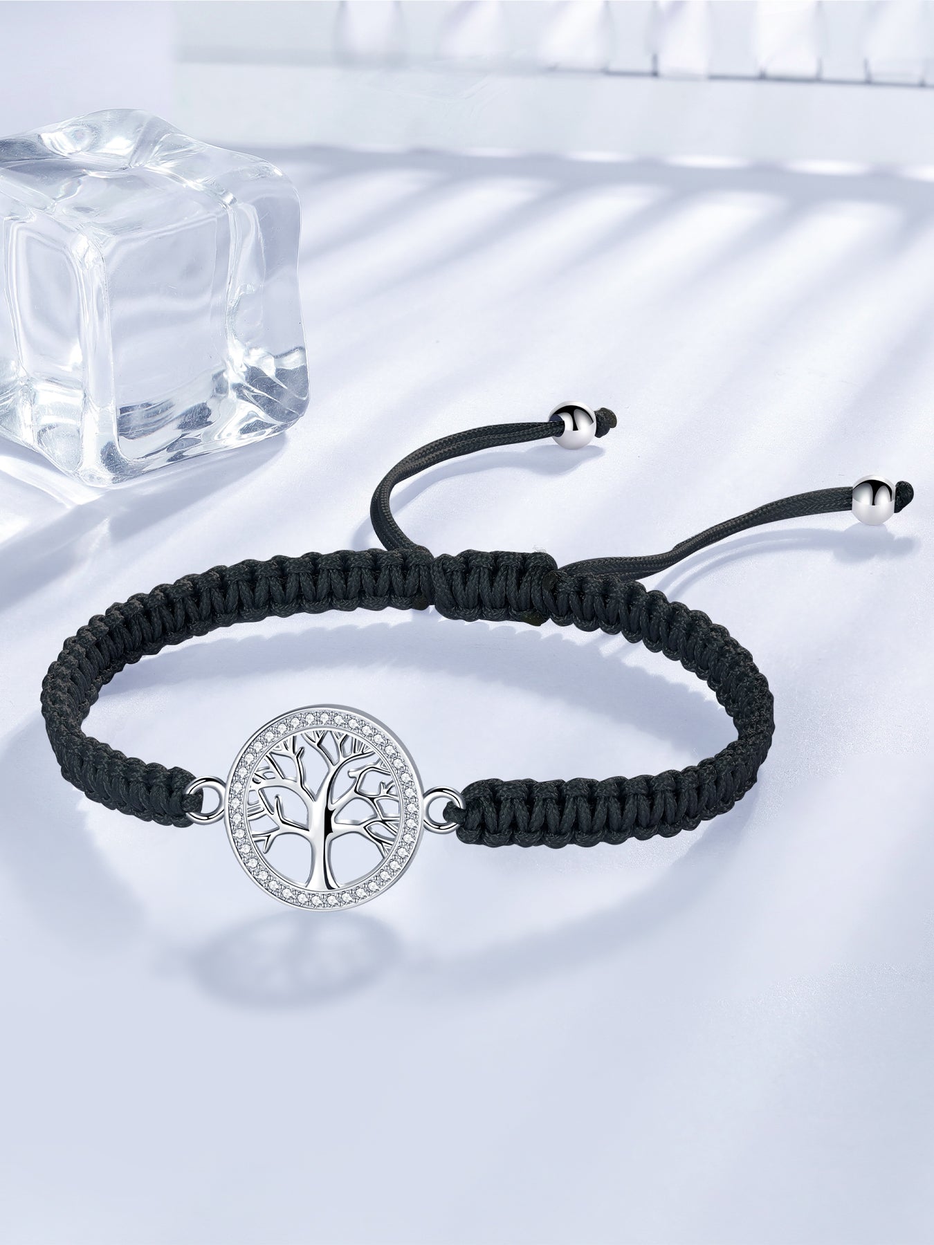 Tree of Life Bracelet Sterling Silver & Zirconia | Handmade Cord | Sentiment Card