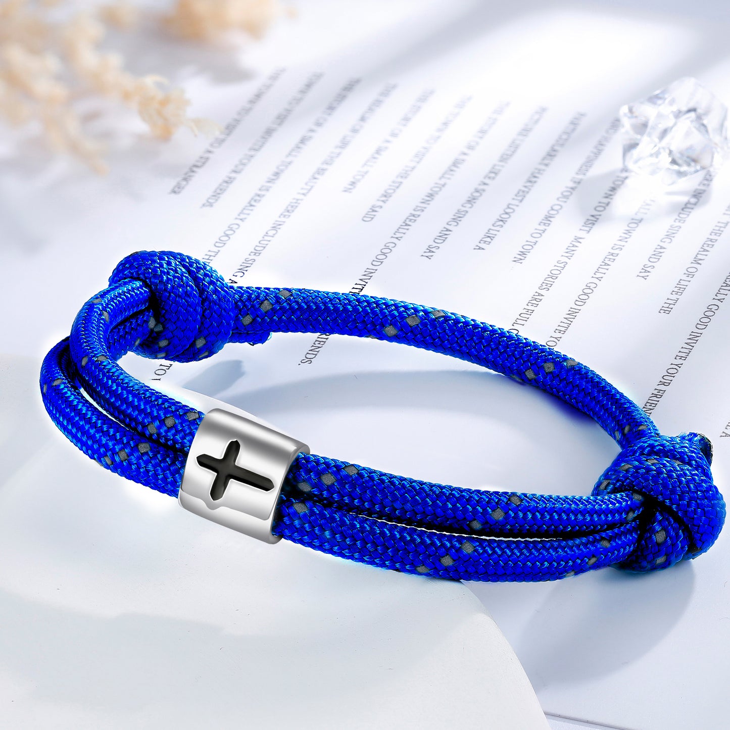 Cross Paracord Bracelet, Blue