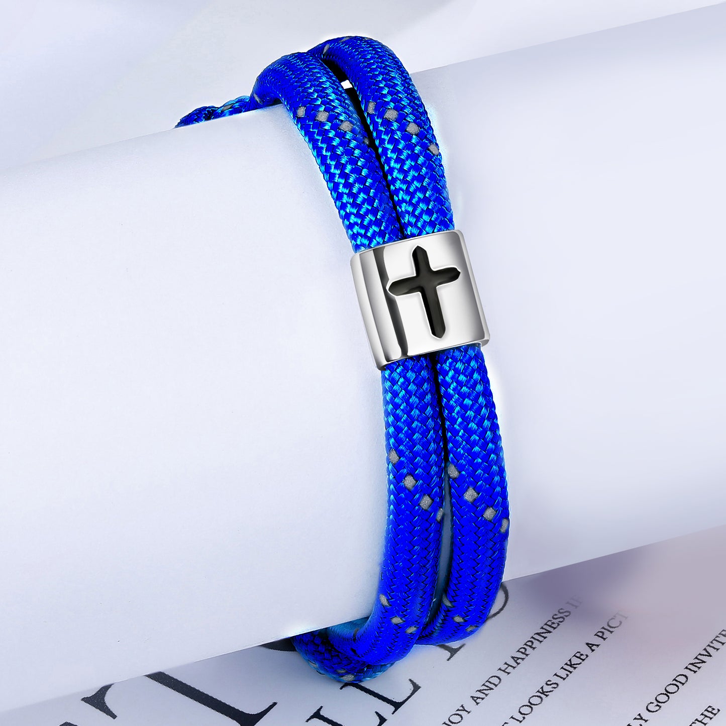 Cross Paracord Bracelet, Blue