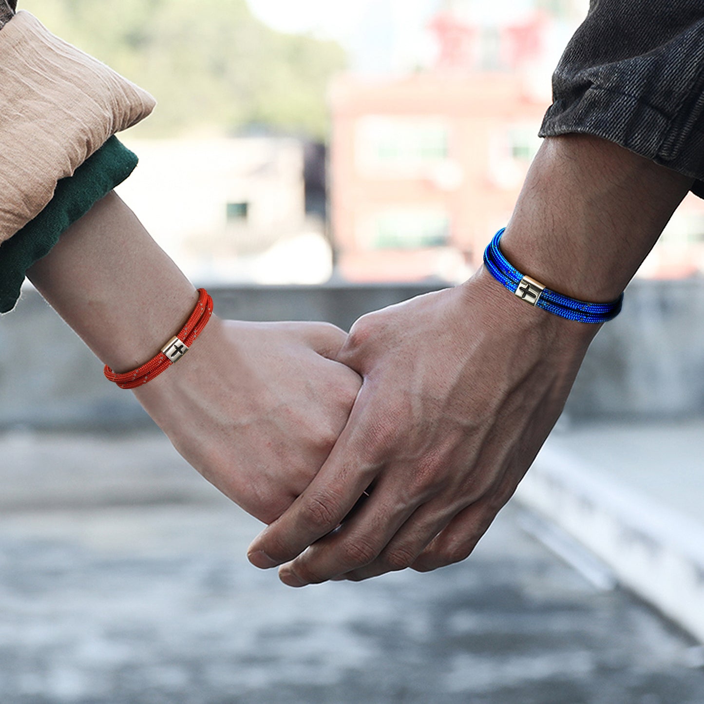 Cross Paracord Bracelet, Blue