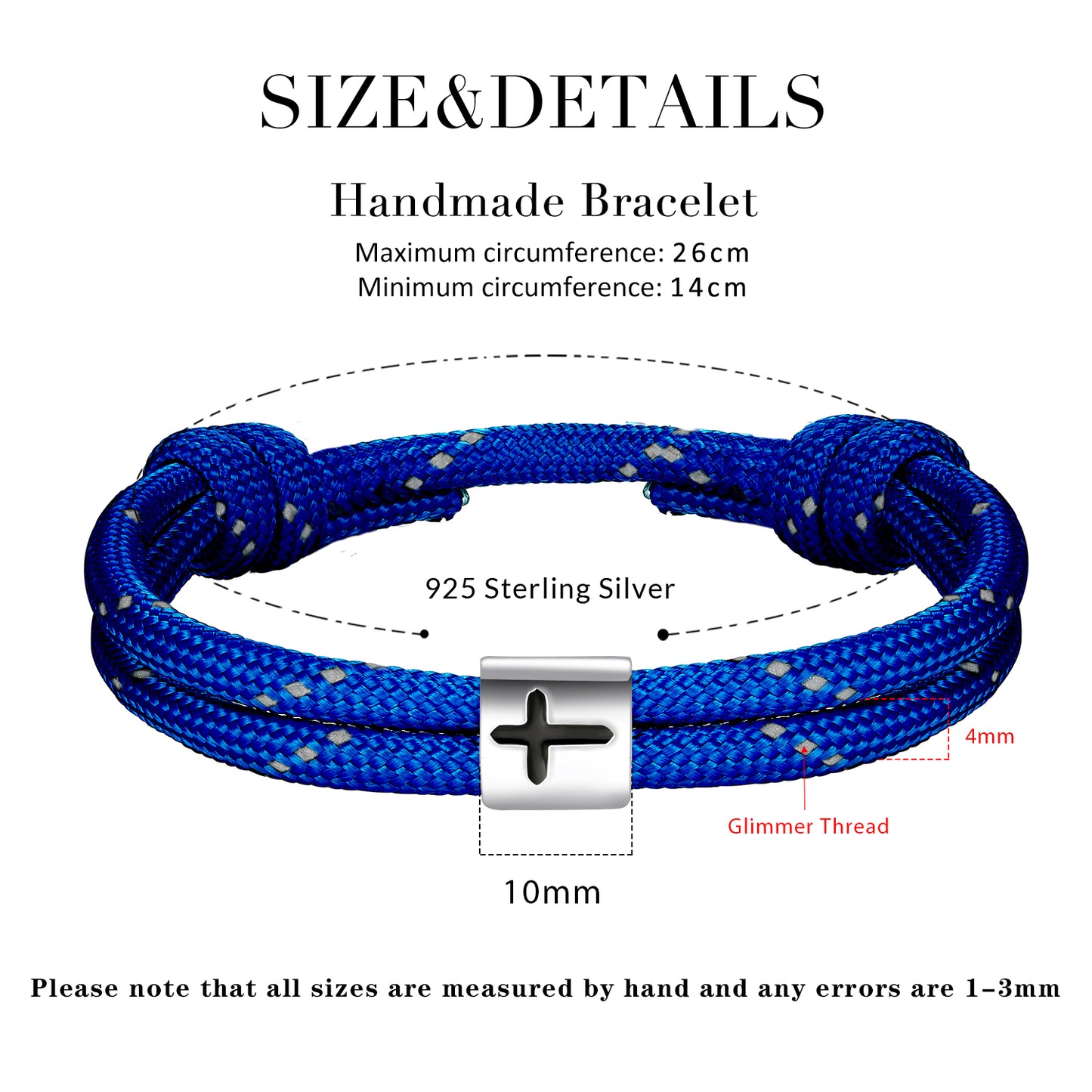 Cross Paracord Bracelet, Blue