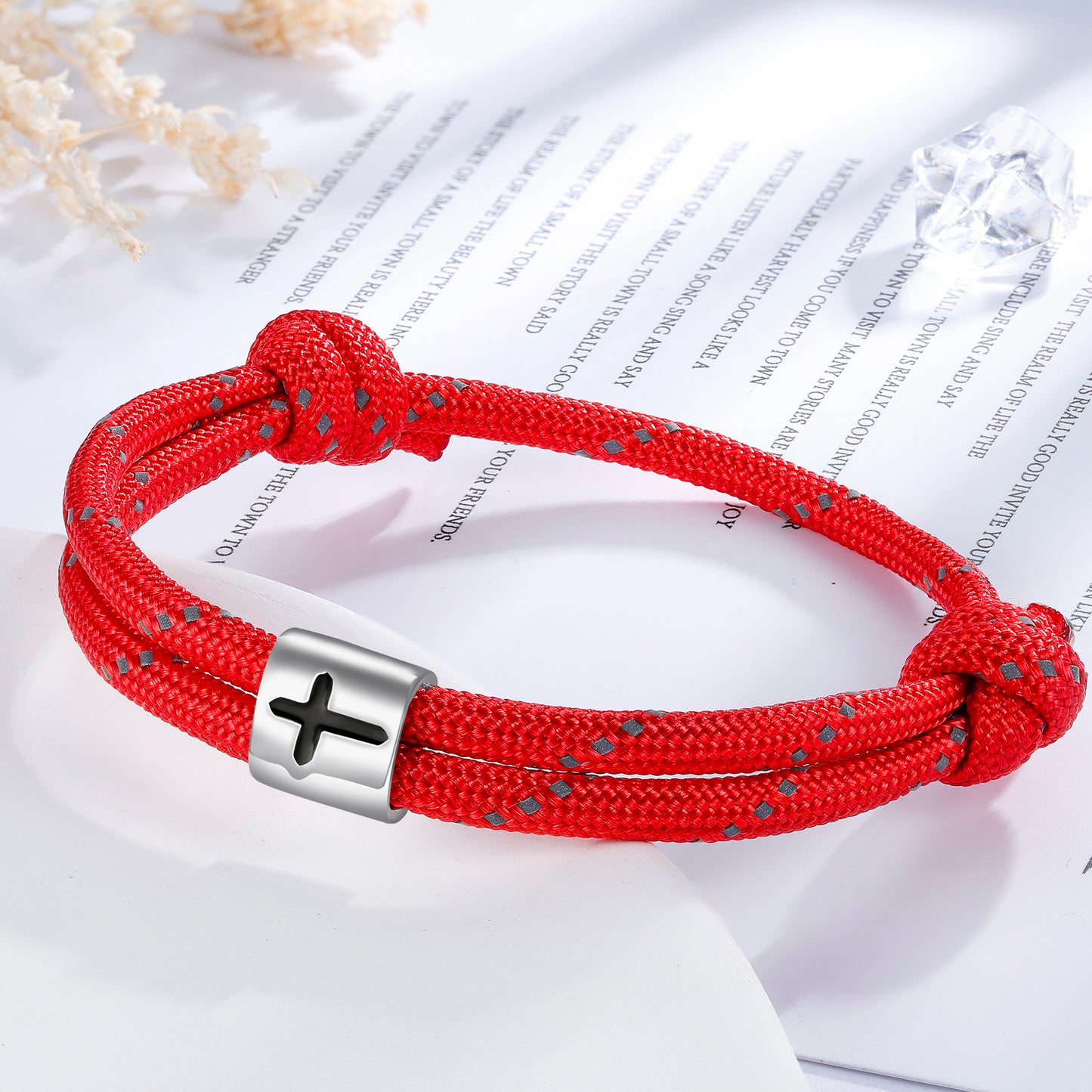 Cross Paracord Bracelet, Red