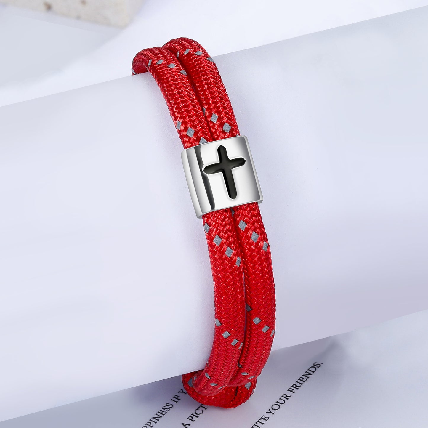 Cross Paracord Bracelet, Red