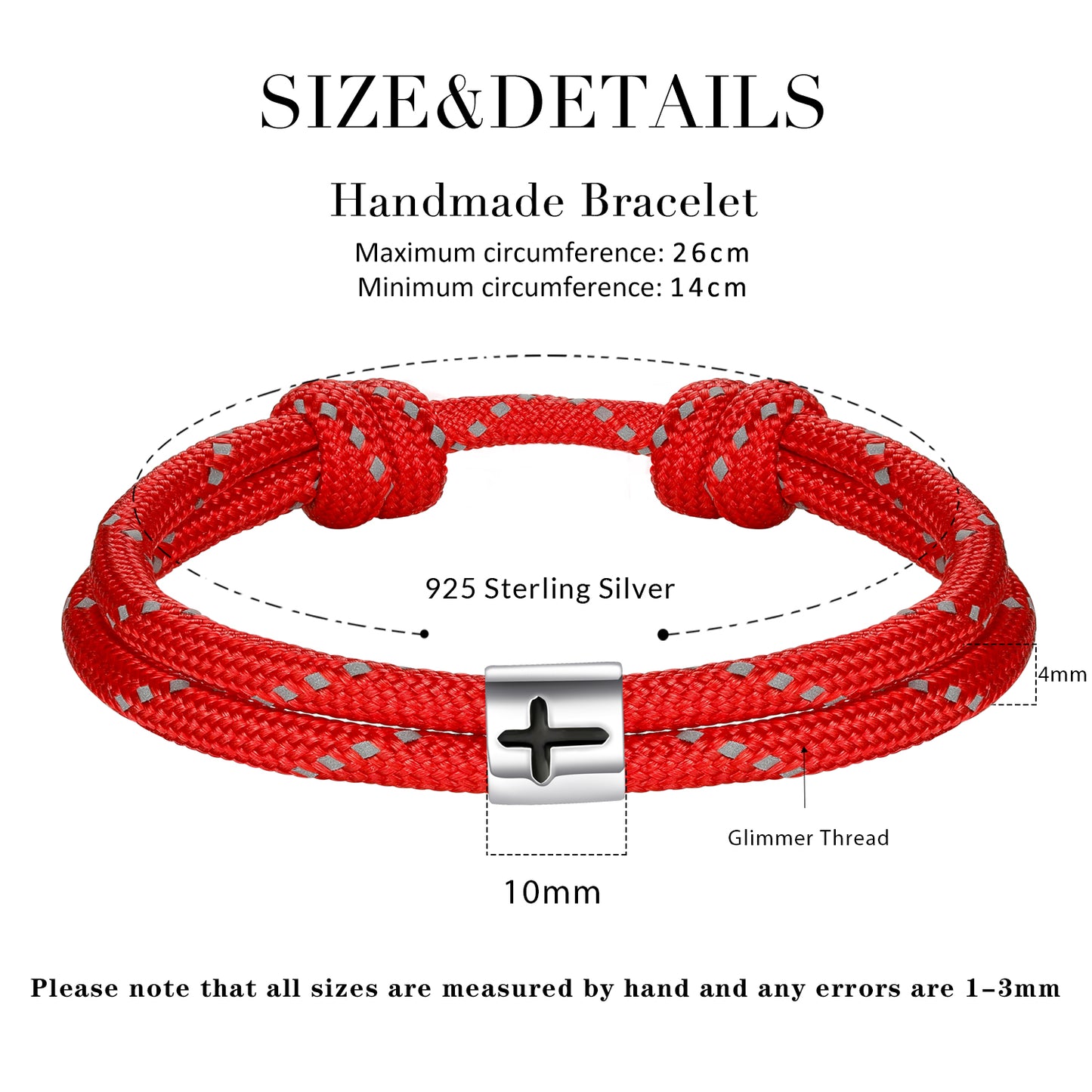 Cross Paracord Bracelet, Red