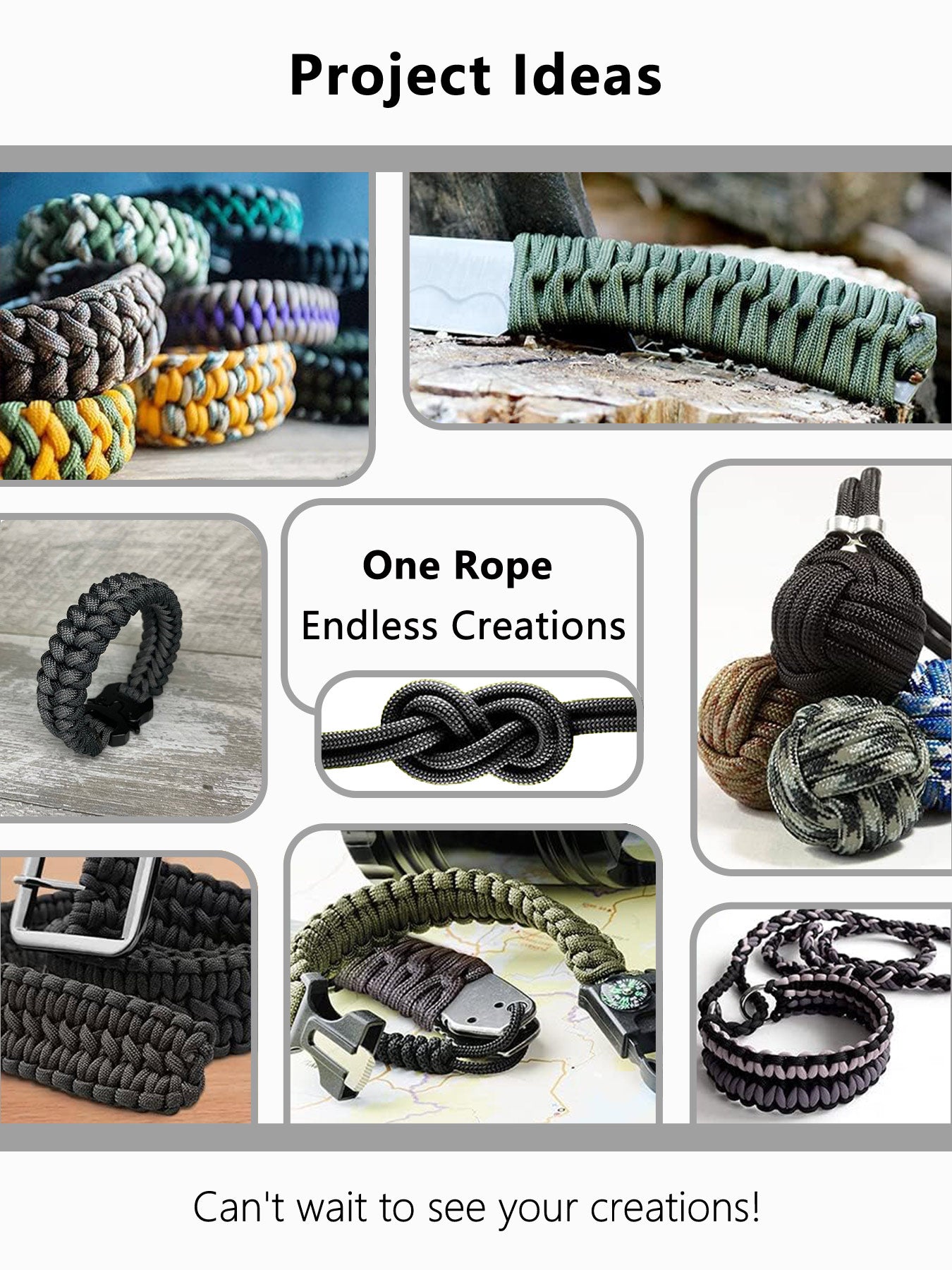 550 Paracord for Bracelet Making – 4mm (5/32")×31m (102ft)