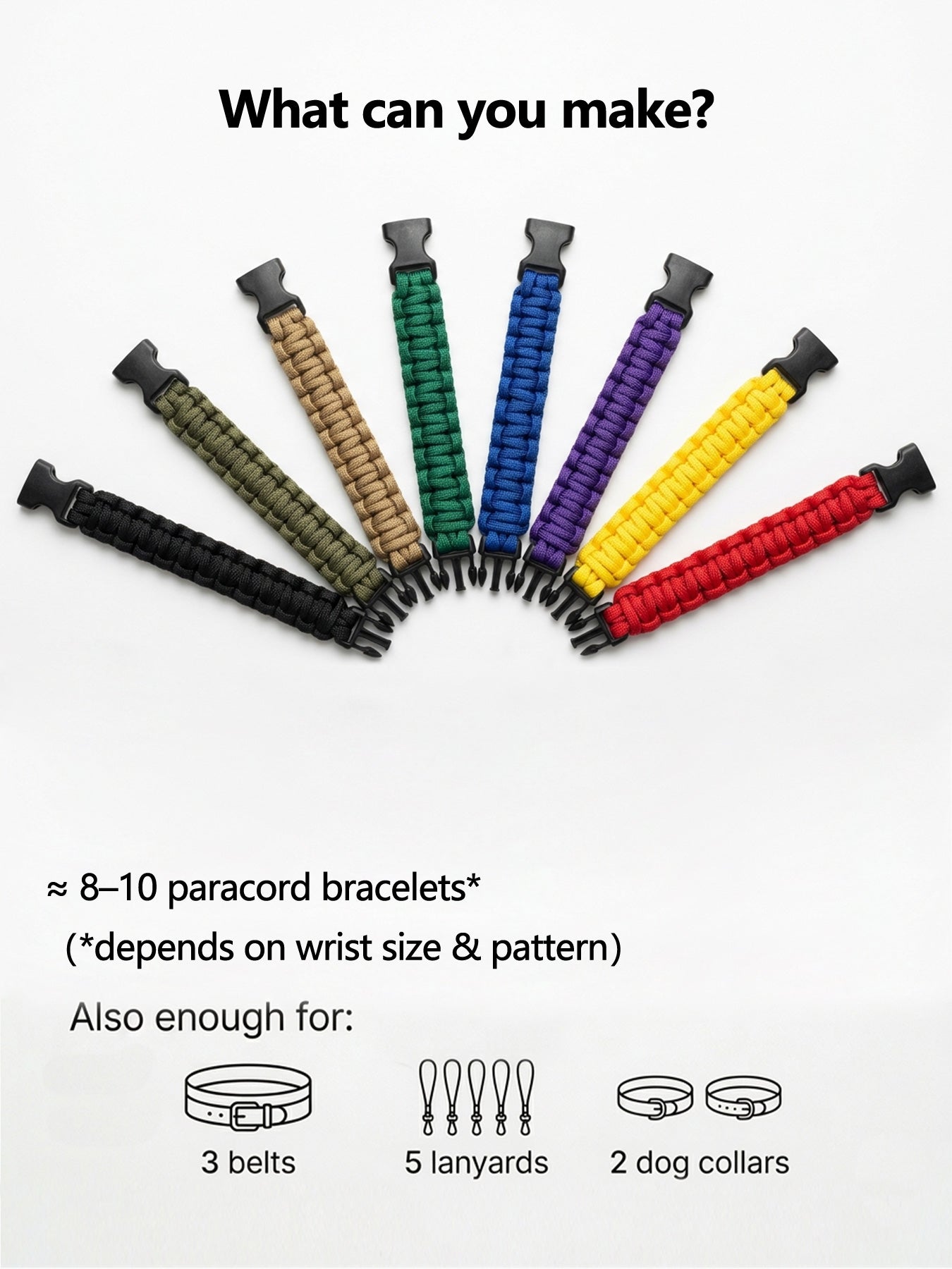 550 Paracord for Bracelet Making – 4mm (5/32")×31m (102ft)