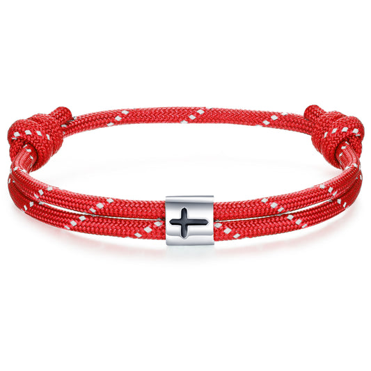 Cross Paracord Bracelet, Red