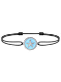 JENDEAR black starfish anklet with blue enamel silver charm, 925 sterling silver, white background