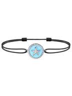 JENDEAR black starfish anklet with blue enamel silver charm, 925 sterling silver, white background
